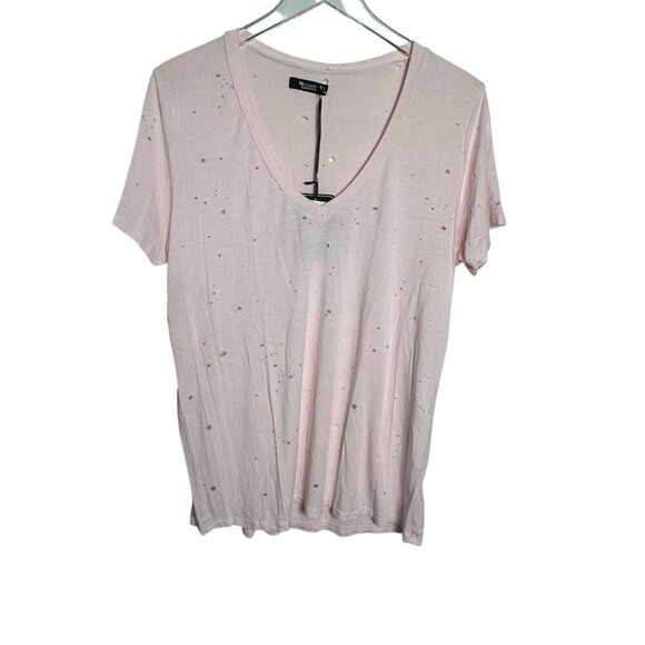 Michael Lauren Pink Distressed Ziggy V Neck Tee size large womens NWT t-shirt - Picture 1 of 8